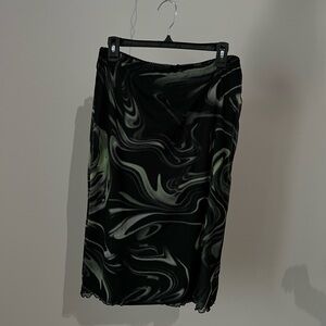 h&m divided green and black midi skirt size large